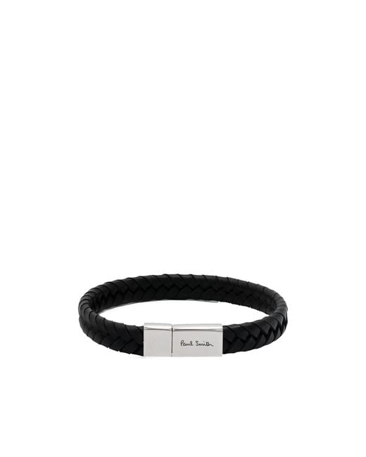 Paul Smith White Braided Logo Engraved Bracelet for men