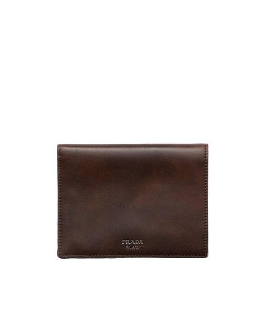 Prada Brown Antiqued Leather Wallet
