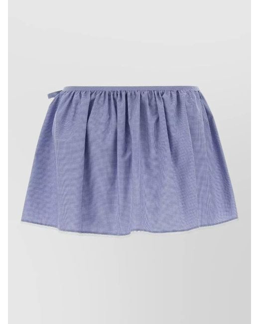 Miu Miu Blue Logo-Patch Mini Skirt