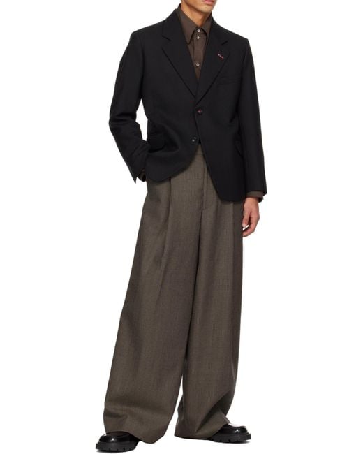 Maison Margiela Black Herringbone Single-Breasted Blazer for men