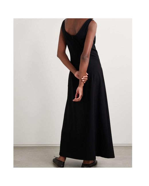 The Row Black Teza Wool Maxi Dress