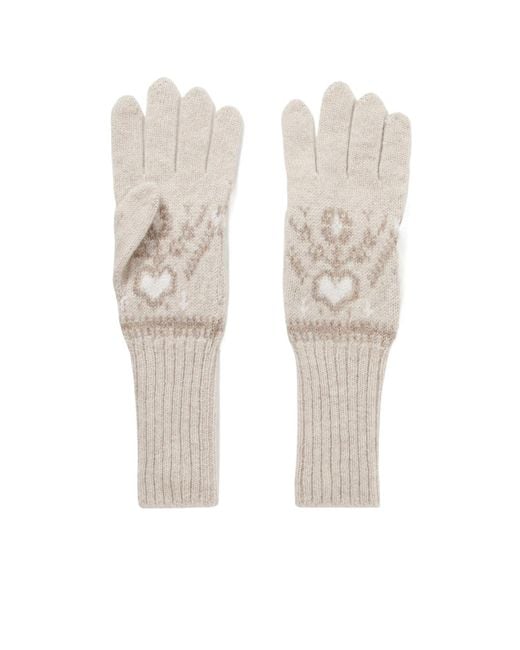 Khaite White Domini Fair Isle Cashmere Gloves