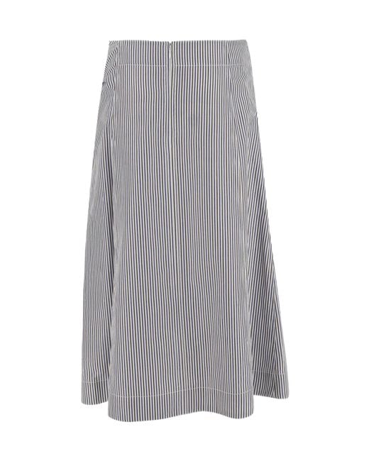 Bottega Veneta Gray Striped Midi Skirt