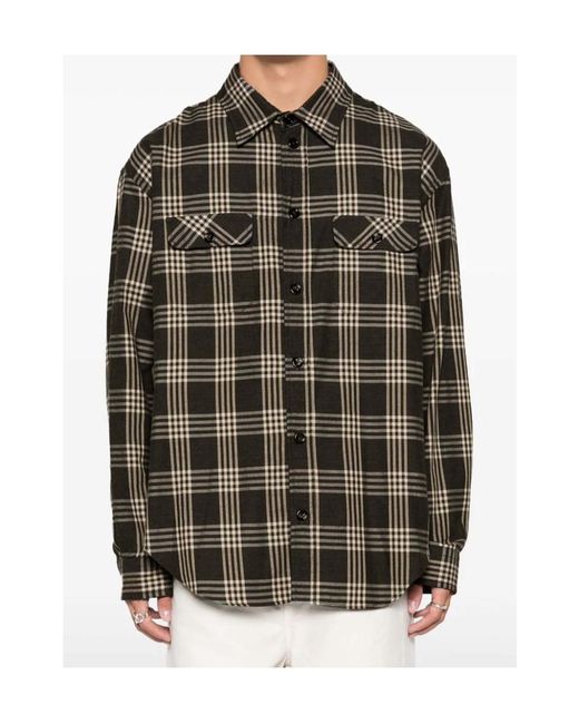 1989 STUDIO Gray Plaid Long-Sleeved Shirt for men
