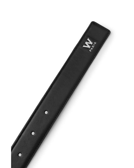 Wooyoungmi White Small Logo Leather Belt for men
