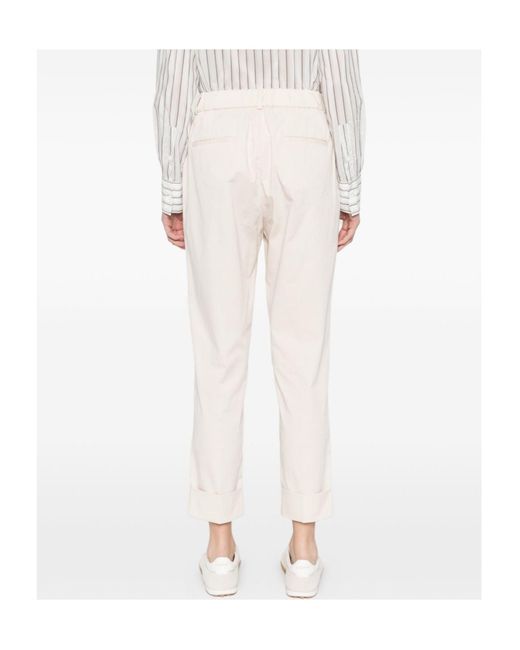 Peserico White Cuffed-Hem Trousers