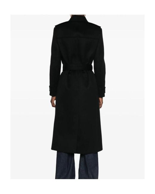 Saint Laurent Black Belted Single-Breasted Coat