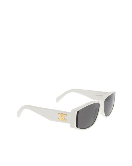 Céline White Triomphe-Plaque Rectangle-Frame Sunglasses