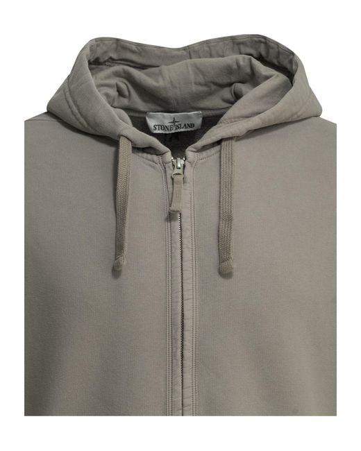 Stone Island Gray Hooded Sweatshirt With A Zipper for men