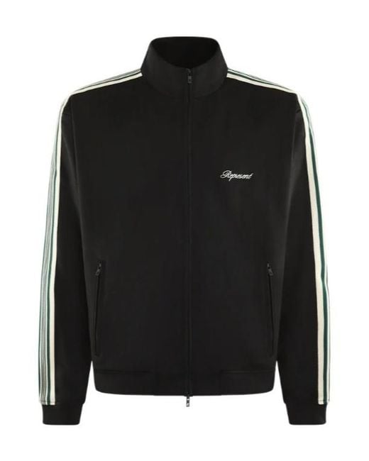 Represent Black Logo Embroidered Jacket for men