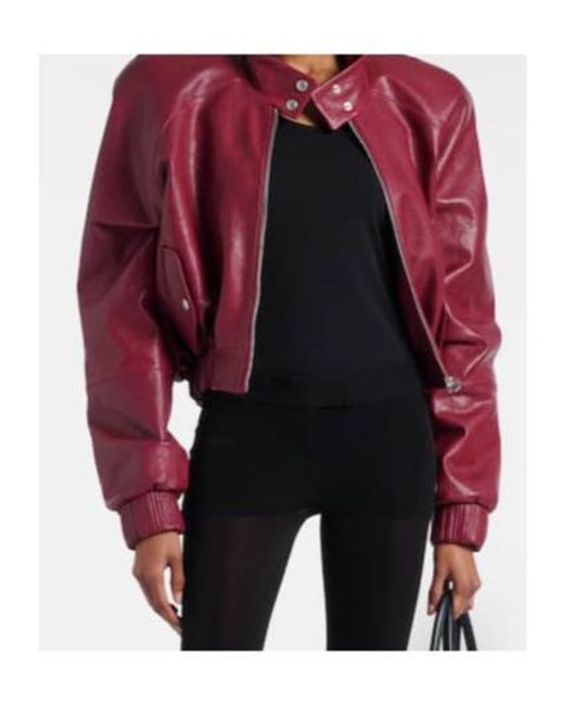 Magda Butrym Red Cropped Leather Jacket