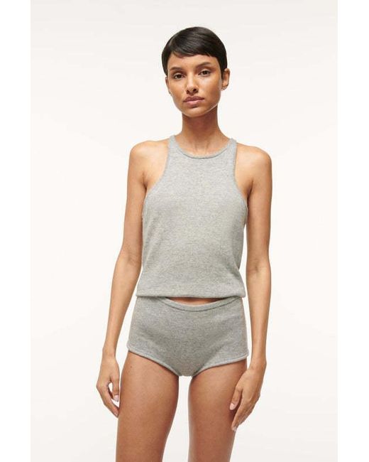 Staud Gray Ayana Ribbed-Knit Tank Top