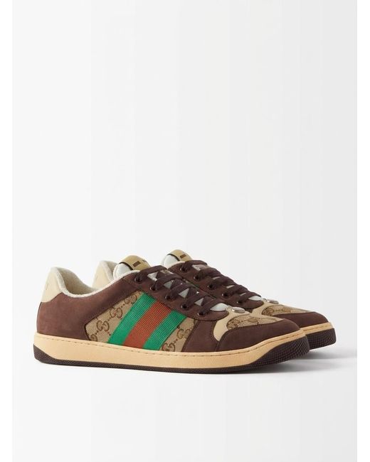 Gucci Green Web Detailed Lace-Up Sneakers for men
