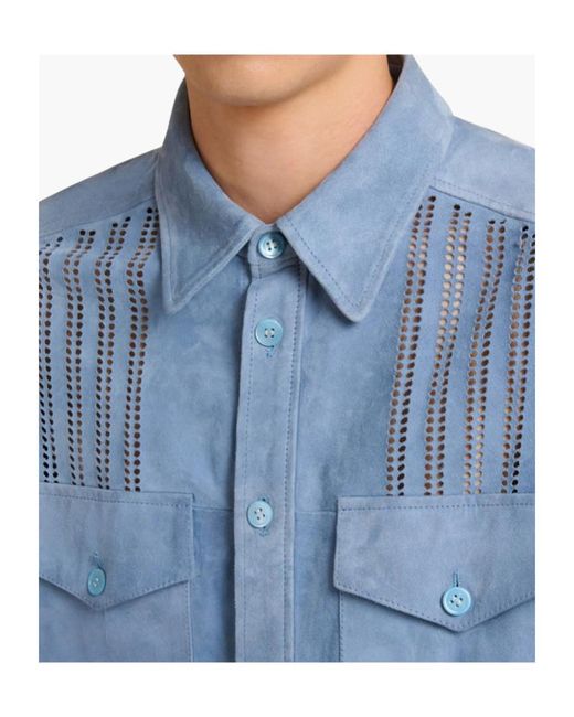 Marni Blue Cut-Out Flap-Pocket Shirt