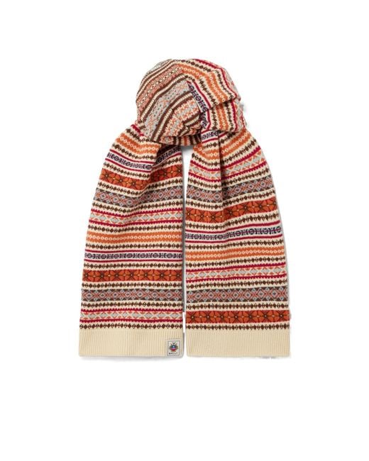 Bally Red Fair Isle Wool Scarf
