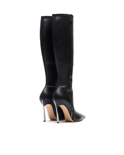 Casadei Black Blade Zipped To The Knee Boots