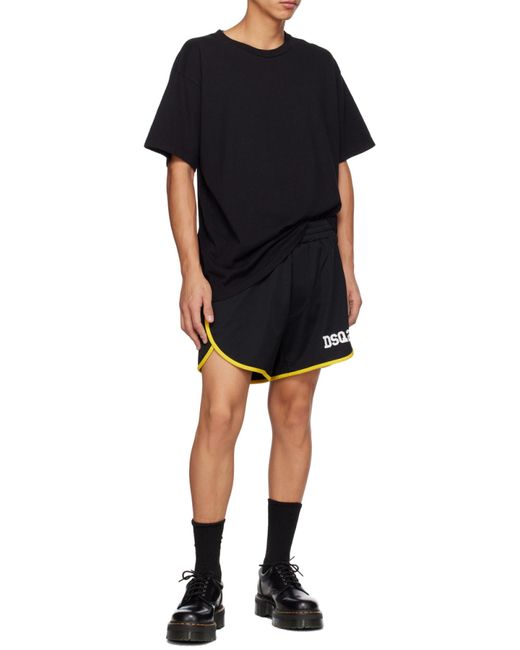 DSquared² Black Logo-Print Track Shorts for men