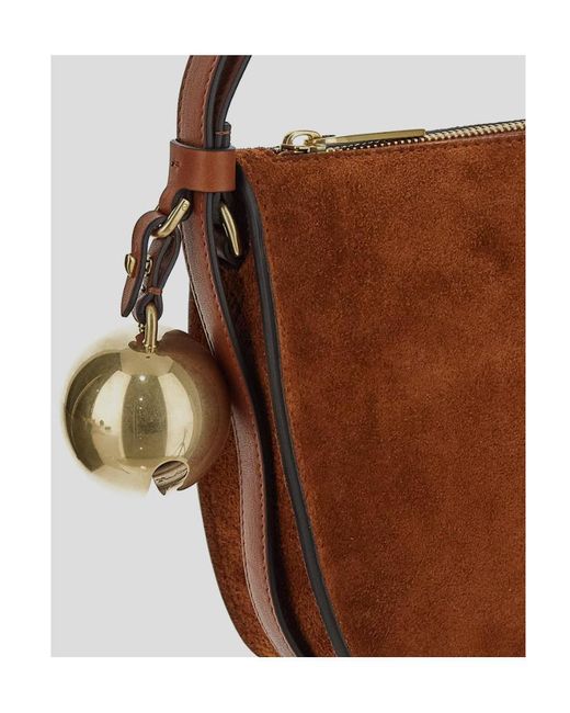 Burberry Brown Bell-Detailed Zipped Shoulder Bag