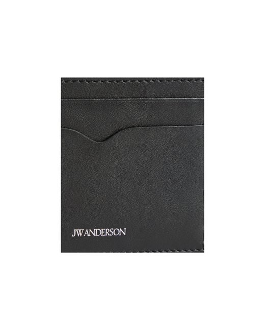 J.W. Anderson Black Whipstitch-Detail Logo-Print Cardholder for men