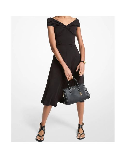 MICHAEL Michael Kors Black Stretch Off-The-Shoulder Midi Dress