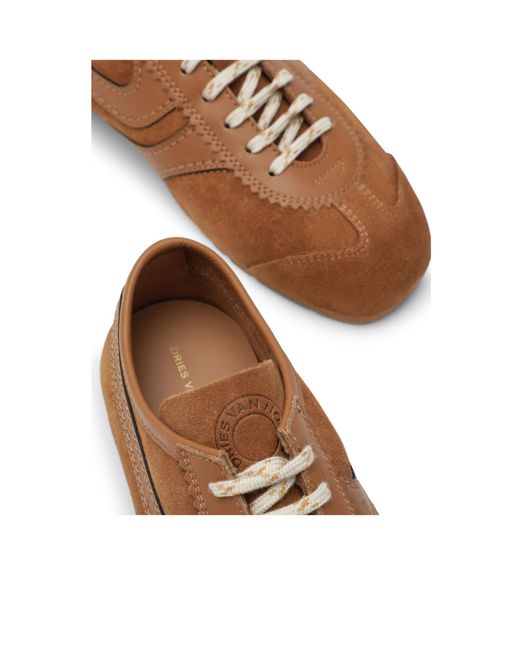 Dries Van Noten Brown Flat-Soled Sneakers