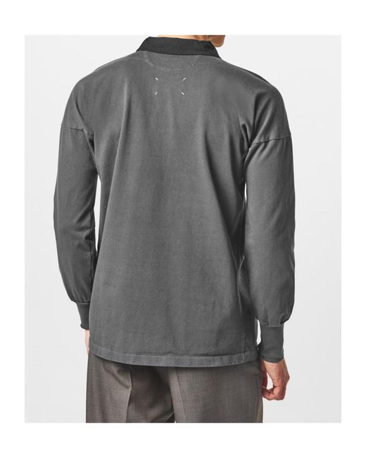 Maison Margiela Gray Long-Sleeved Polo Shirt for men
