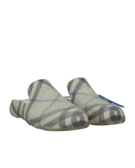 Burberry Gray Printed Slip-On Shoes