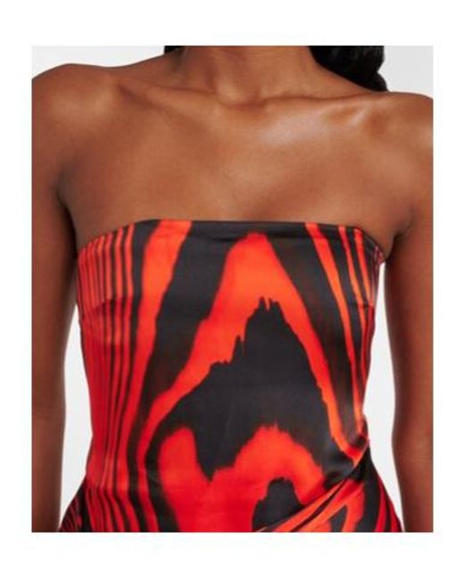 David Koma Zebra-Print Gathered Bustier Dress
