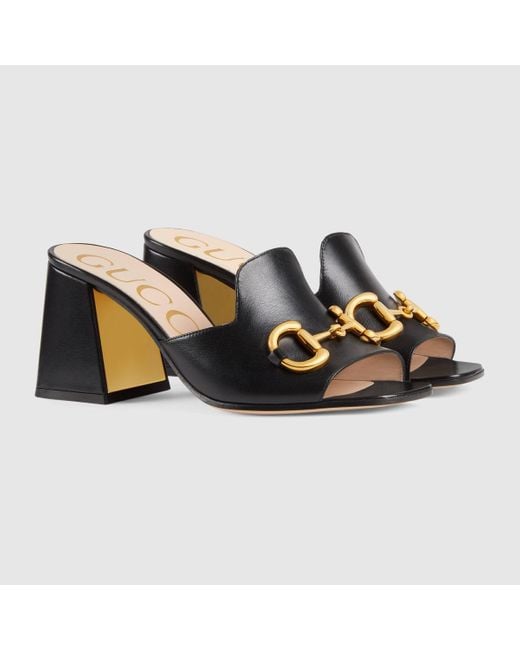 Gucci Black Horsebit Slide Sandals