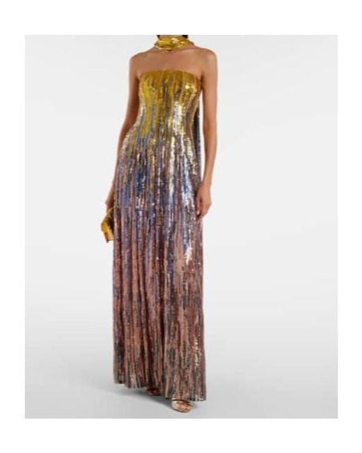 Elie Saab Multicolor Strapless Gown Adorned With A Sequined Scarf