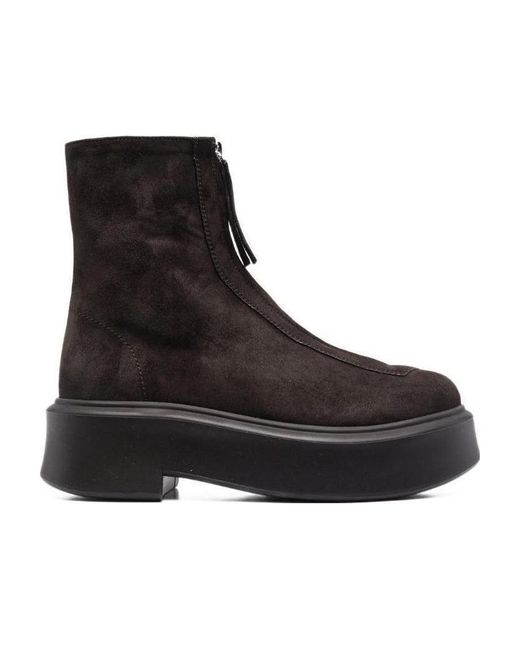 The Row Black Zipped Suede Boot
