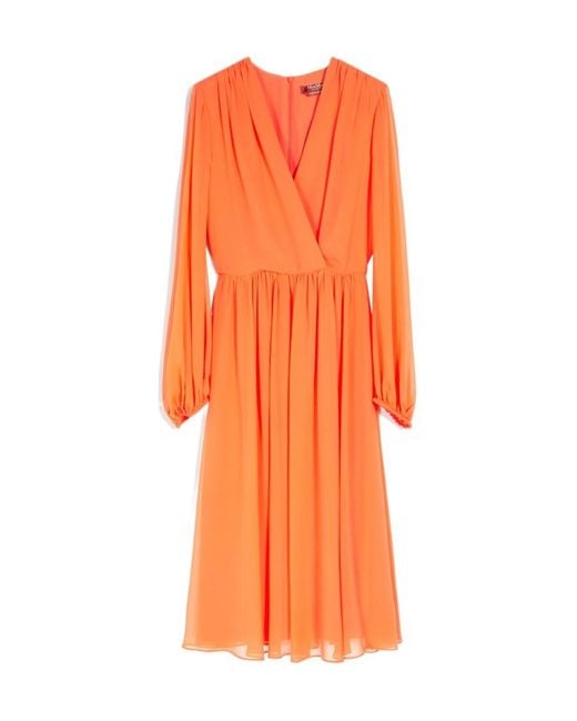 Max Mara Orange V-Neck Dress
