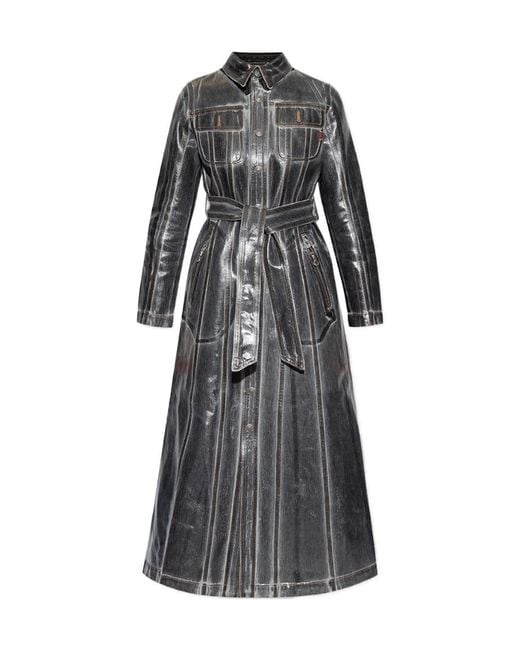 DIESEL Gray De-Flaminty-Z-Fsb Tied Waist Shirt Dress