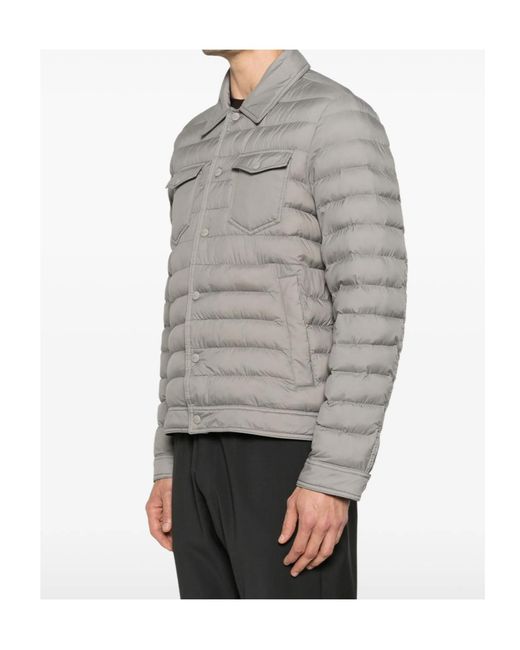 Herno Gray Quilted Press-Stud Jacket for men