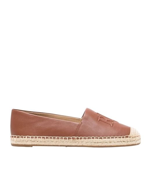 Ralph Lauren Brown Cameryn Embossed-Logo Espadrilles