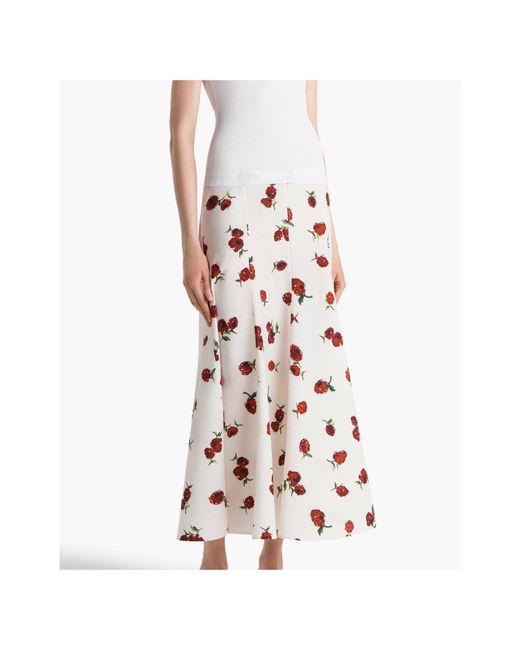 Khaite Pink Lenno Floral Printed Midi Skirt