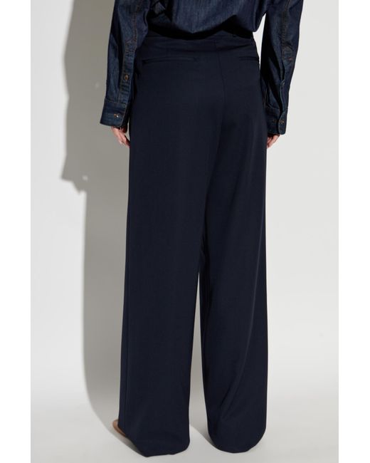 Dries Van Noten Blue Pleat-Detailing Trousers