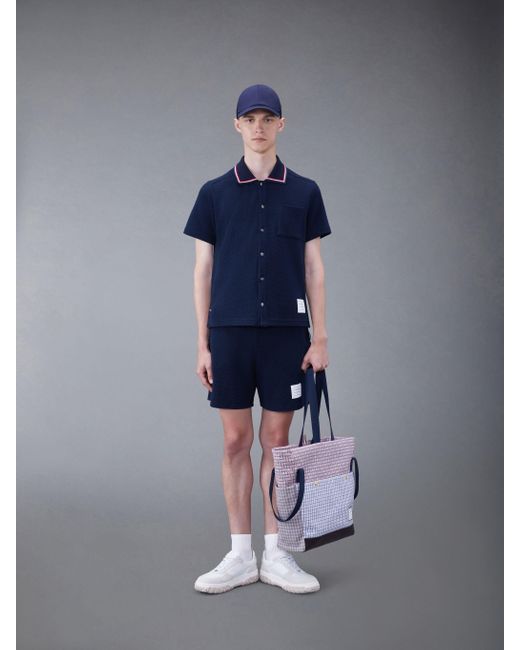 Thom Browne Black Rwb Stripe-Trimmed Drawstring Track Shorts for men