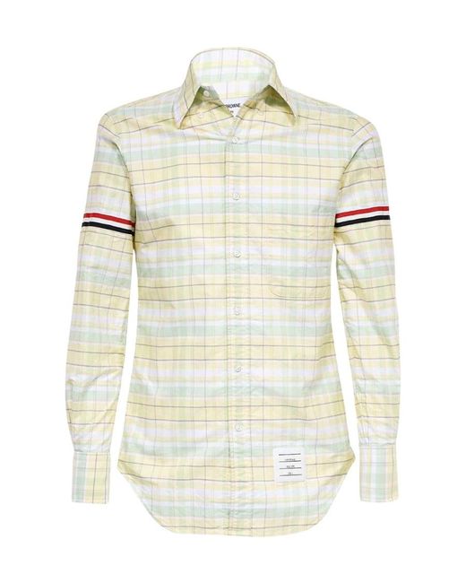Thom Browne White Rwb-Stripe Check Shirt for men