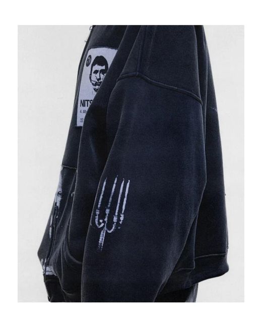 Enfants Riches Deprimes Blue Patchwork-Print Zip-Up Hoodie for men