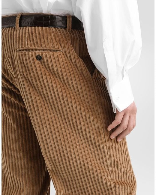 Dolce & Gabbana Natural Corduroy Trousers for men