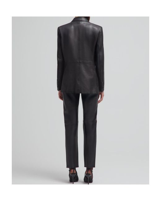 Blazé Milano Black Double-Breasted Oversize Leather Blazer