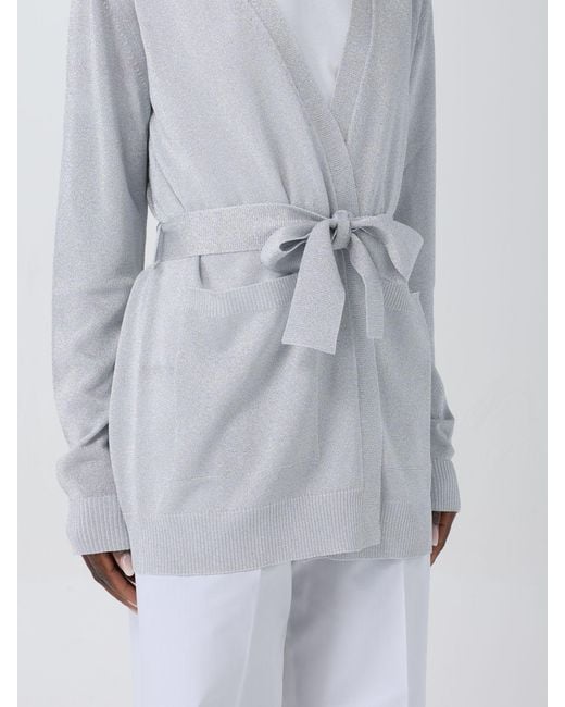Missoni Gray Metallic-Threading V-Neck Belted Cardigan