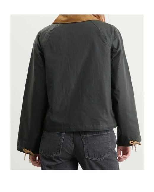Barbour Gray Cropped Wax Jacket