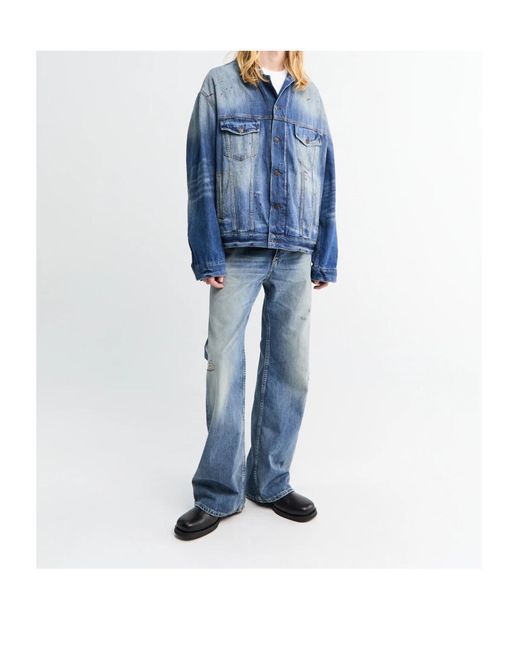 Acne Blue Distressed Denim Jacket for men