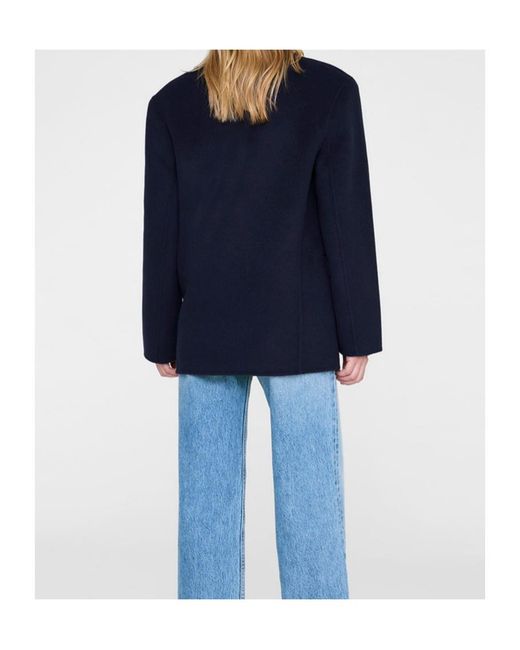 Anine Bing Blue Quinn Buttoned Blazer