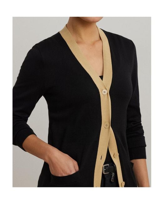 Ralph Lauren Black Cotton Blend Cardigan