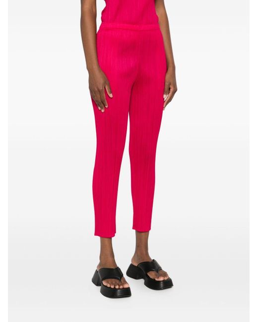 Pleats Please Issey Miyake Red Pleated Trousers