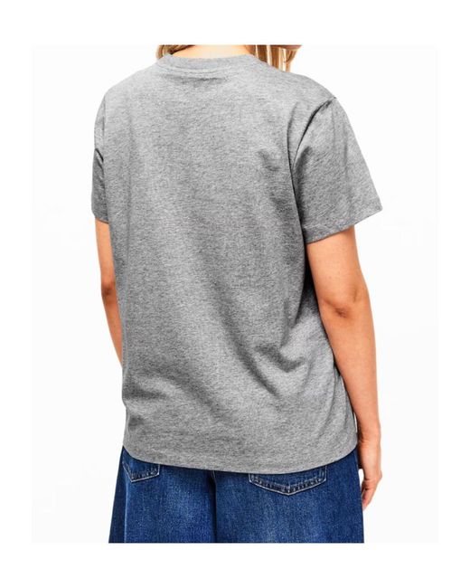 Ganni Gray Logo Crew Neck T-Shirt
