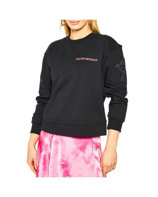 Emporio Armani Blue Round-Collar Long-Sleeve Hoodie